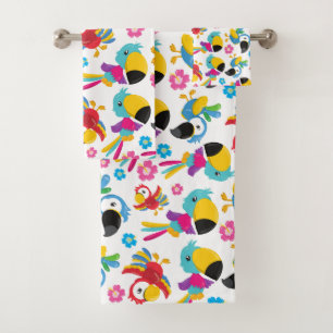 Conjunto De Toalhas Papagaios Coloridos, Papagaios Tropicais, Pássaros