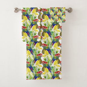 Conjunto De Toalhas Papagaios e fruta tropical