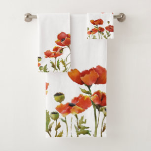 Conjunto De Toalhas Papagaios vermelhos acenando na brisa aquarela 2