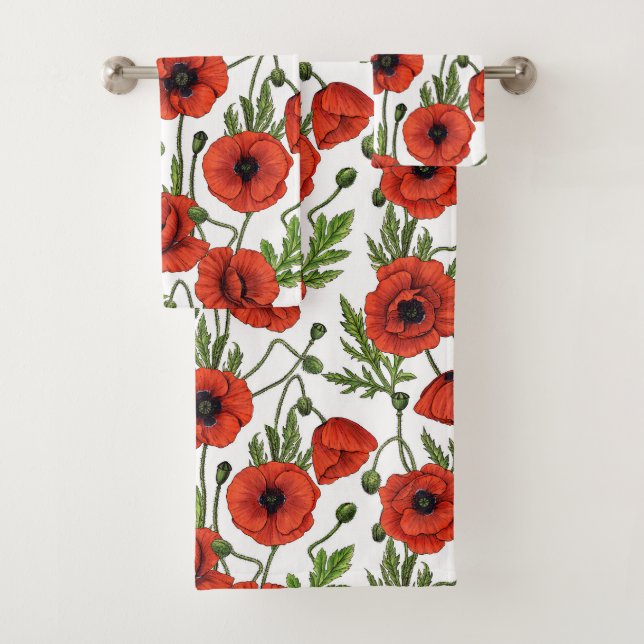 Conjunto De Toalhas Papagaios, vermelhos e verdes em branco (Insitu)