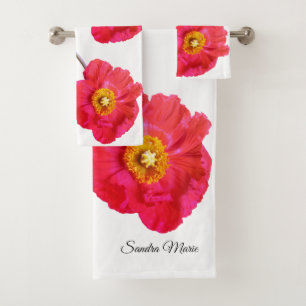 Conjunto De Toalhas Papagaios Vermelhos Modernos Picadas Flor Branco