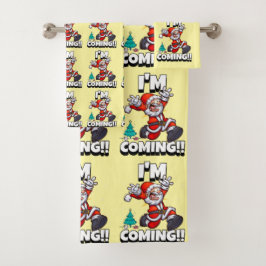 Conjunto De Toalhas Papai Noel Engraçado Padrão Natal Humorístico 