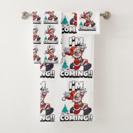 Conjunto De Toalhas Papai Noel Engraçado Padrão Natal Humorístico