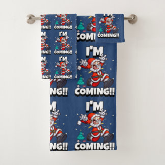 Conjunto De Toalhas Papai Noel Engraçado Padrão Natal Humorístico