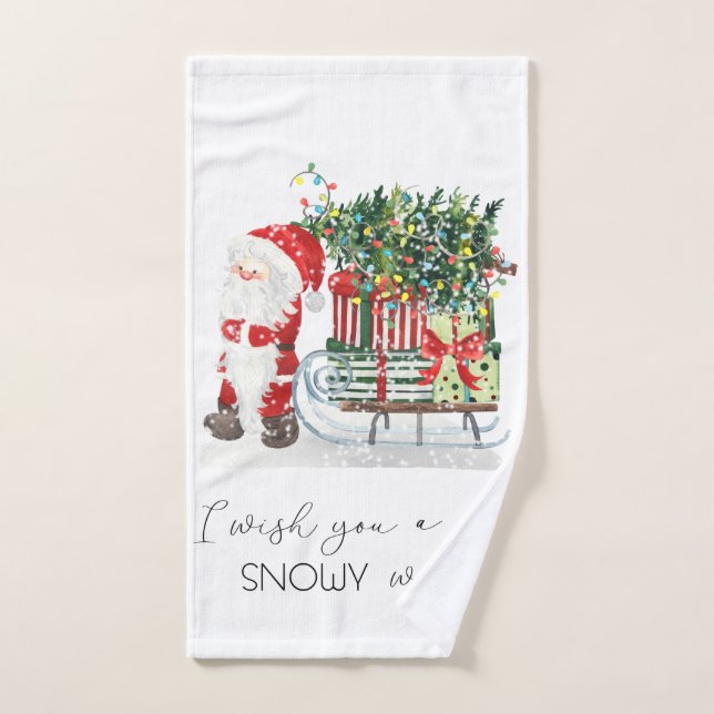 Conjunto De Toalhas Papai Noel fofo, trenó, presentes  (Toalha de mão)