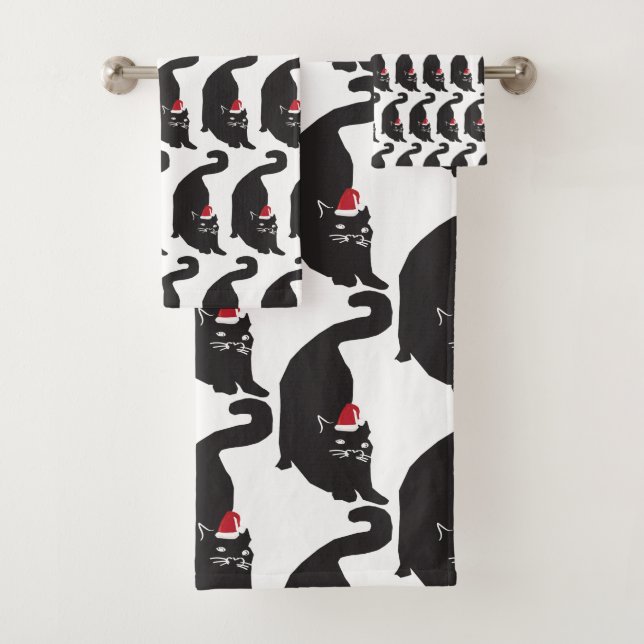 Conjunto De Toalhas Papais noeis de Gato Negro (Insitu)