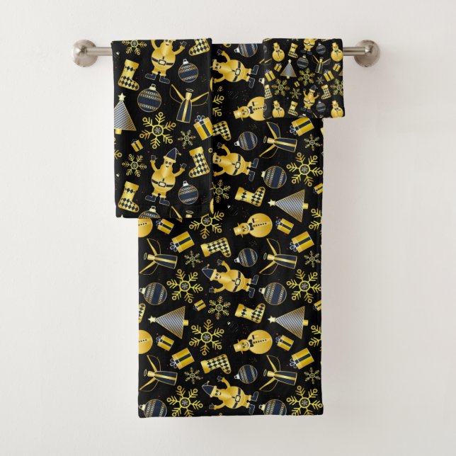 Conjunto De Toalhas Papais noeis Dourados de Natal Snowman a empatar o (Insitu)