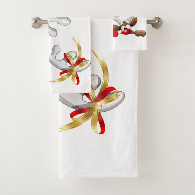 Conjunto De Toalhas Papais noeis engraçados e Cartoon de Reindeer (Insitu)