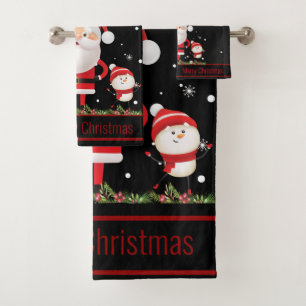 Conjunto De Toalhas Papais noeis engraçados, Snowman, Reindeer Feliz N