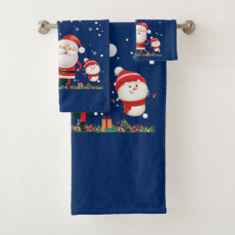 Conjunto De Toalhas Papais noeis engraçados, Snowman, Reindeer Feliz N