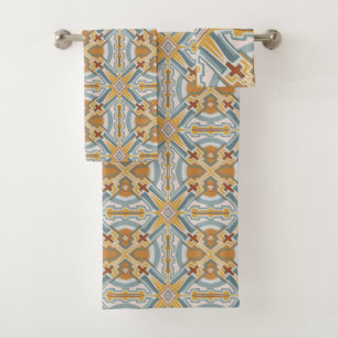 Conjunto De Toalhas Papais noeis Fe Padrão Geométrico do Azulejo