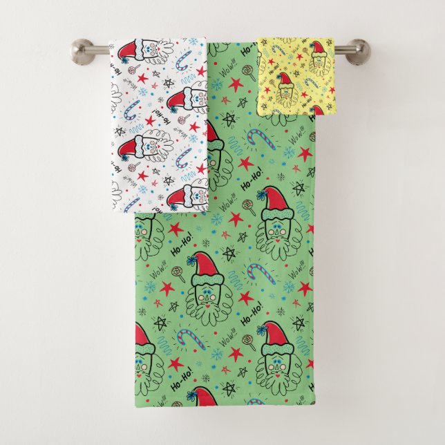 Conjunto De Toalhas Papais noeis ilustram os toques de Natal (Insitu)