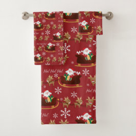 Conjunto De Toalhas Papais noeis, Sleigh e Reindeer