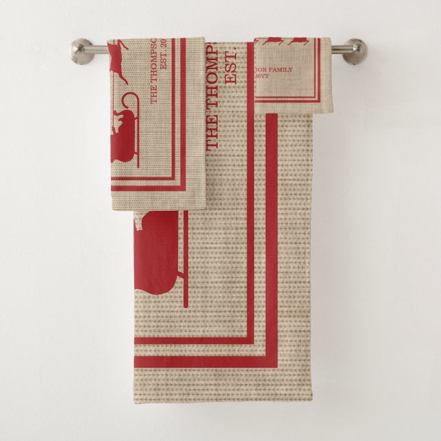 Conjunto De Toalhas Papais noeis Vermelhos E Beiges Leigh Christmas &  (Insitu)