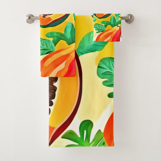 Conjunto De Toalhas Papaya Pop Art tropical (Insitu)