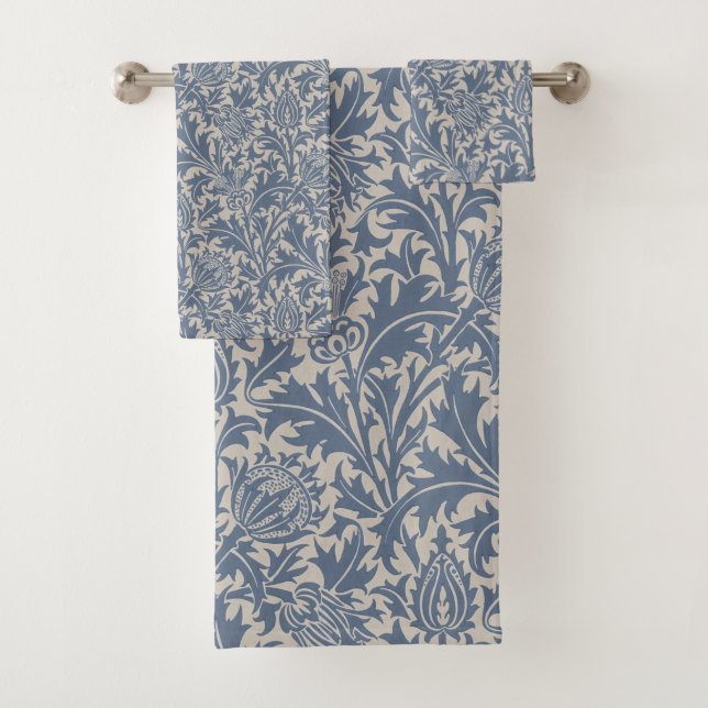 Conjunto De Toalhas Papel de Parede Cardo Azul Ardósia William Morris (Insitu)