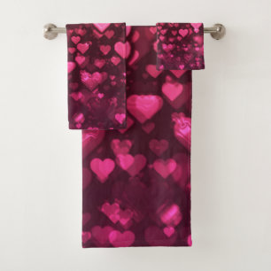 Conjunto De Toalhas Papel de parede de fundo digital de coração rosa