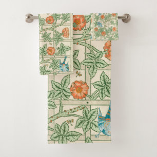 Conjunto De Toalhas Papel de Parede Vitoriano Treliça William Morris