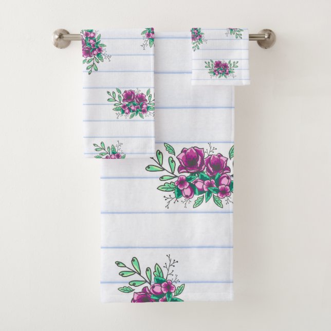 Conjunto De Toalhas Papel Vinculado à Trendy e Florais de Dodle Roxo (Insitu)