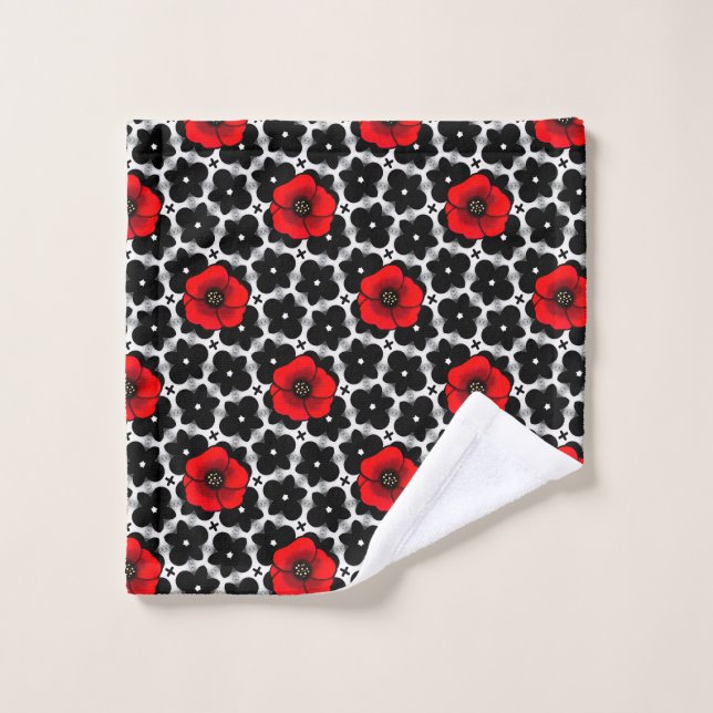 Conjunto De Toalhas Papoula Vermelha em Flores Goth (Pano de lavar)