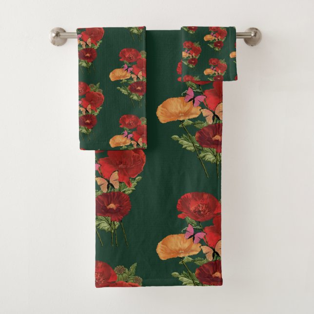 Conjunto De Toalhas Papoulas E Borboletas  (Insitu)
