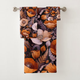 Conjunto De Toalhas Papoulas temperamentais em padrão preto