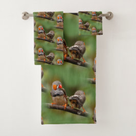 Conjunto De Toalhas Par Cheio de Zebra Finches Canaviais