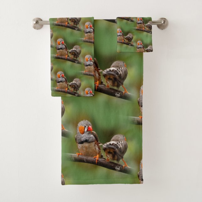 Conjunto De Toalhas Par Cheio de Zebra Finches Canaviais (Insitu)