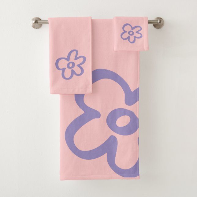 Conjunto De Toalhas Para casa, meu Lugar Feliz! Purple Daisy Flower (Insitu)