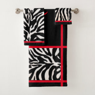 Conjunto de toalhas para impressão em zebra preto
