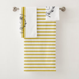 Conjunto De Toalhas Parada da Família Vintage com Stripe de Cinza Amar