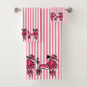 Conjunto De Toalhas Parada de Poodle Rosa 50