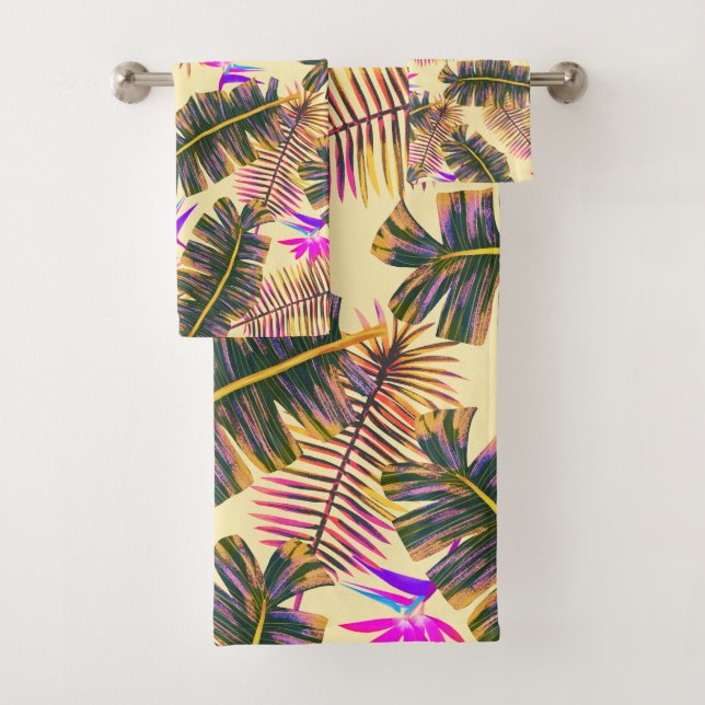 Conjunto De Toalhas Paraíso Palma Amarelo (Insitu)