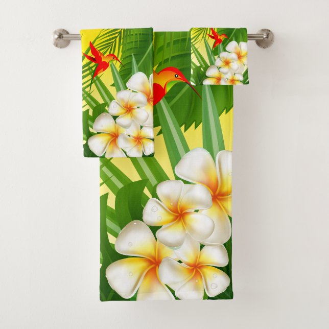 Conjunto De Toalhas Paraíso tropical com pequenos beija-flores (Insitu)