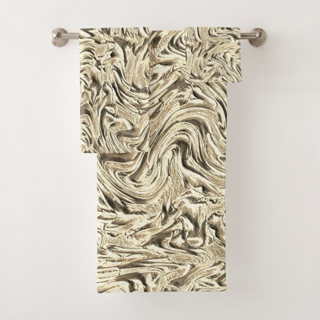 Conjunto De Toalhas Parece uma textura de parede em tons beges (Insitu)