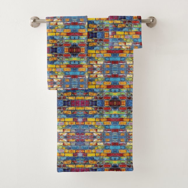 Conjunto De Toalhas Parede de tijolo colorida (Insitu)