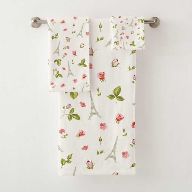 Conjunto De Toalhas Paris e Rosas (Insitu)