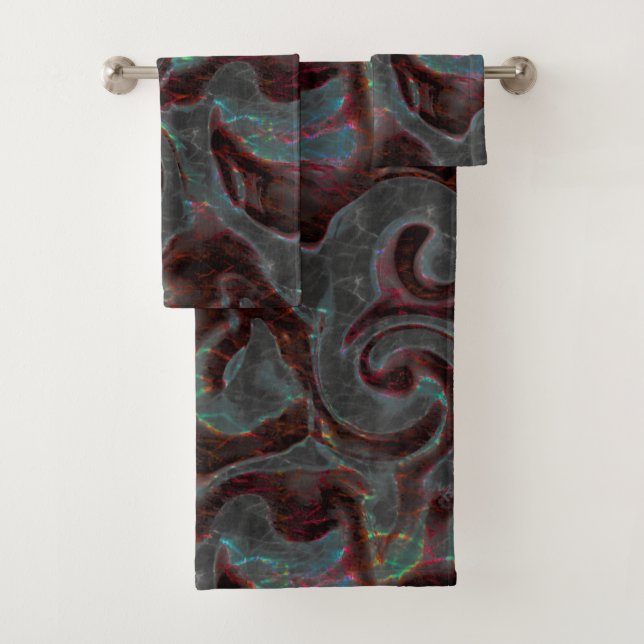 Conjunto De Toalhas Partes espirais esculpidas e traçados brilhantes d (Insitu)