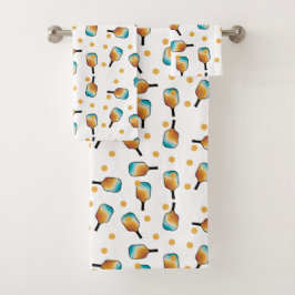 Conjunto De Toalhas Pás de Pickleball Retro e Padrão de Bola