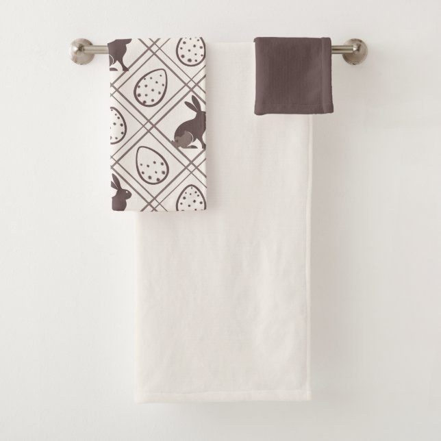 Conjunto De Toalhas Páscoa Xadrez Marrom   (Insitu)