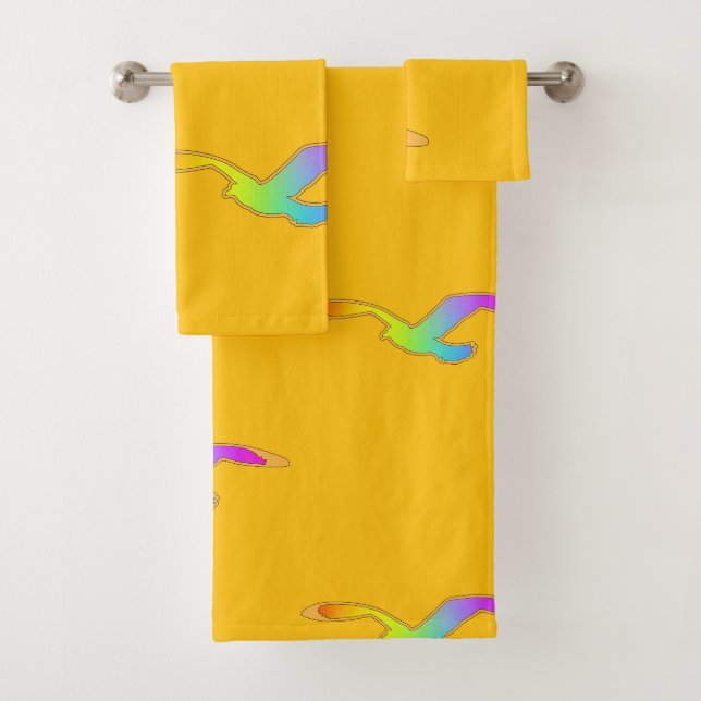 Conjunto De Toalhas Pássaro em Voo Repetir Amarelo (Insitu)