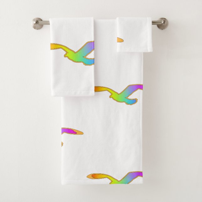 Conjunto De Toalhas Pássaro em Voo Repetir Branco (Insitu)