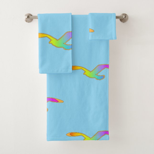 Conjunto De Toalhas Pássaro em Voo Repetir Lt Azul (Insitu)