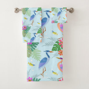 Conjunto De Toalhas Pássaro Herônico com Flores