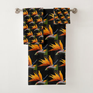 Conjunto De Toalhas Pássaro Laranja do Padrão de Planta do Paraíso em