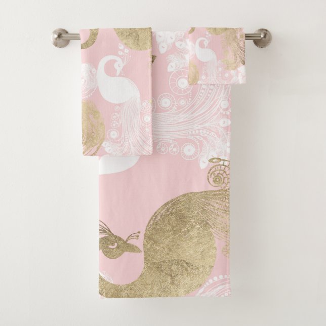 Conjunto De Toalhas Pássaro pacifista real, branco-rosado, cor-de-rosa (Insitu)