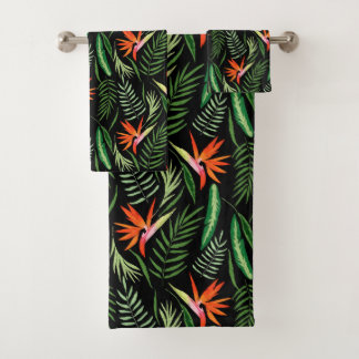 Conjunto De Toalhas Pássaro tropical da planta & das samambaias do