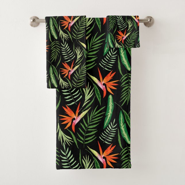 Conjunto De Toalhas Pássaro tropical da planta & das samambaias do (Insitu)