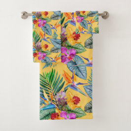 Conjunto De Toalhas Pássaro Tropical De Paraíso E Orquídea De Verão