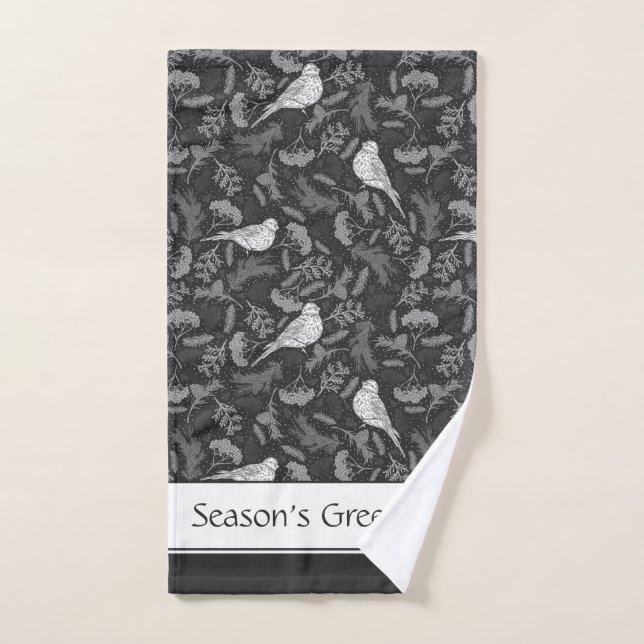 Conjunto De Toalhas Pássaros Brancos Brilhantes e Brancos Invernos Pad (Toalha de mão)